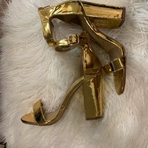 Gold chunky heels